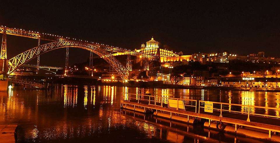 Bulutsuz Havada Gece Ponte Dom Luís I Köprüsü Riberia