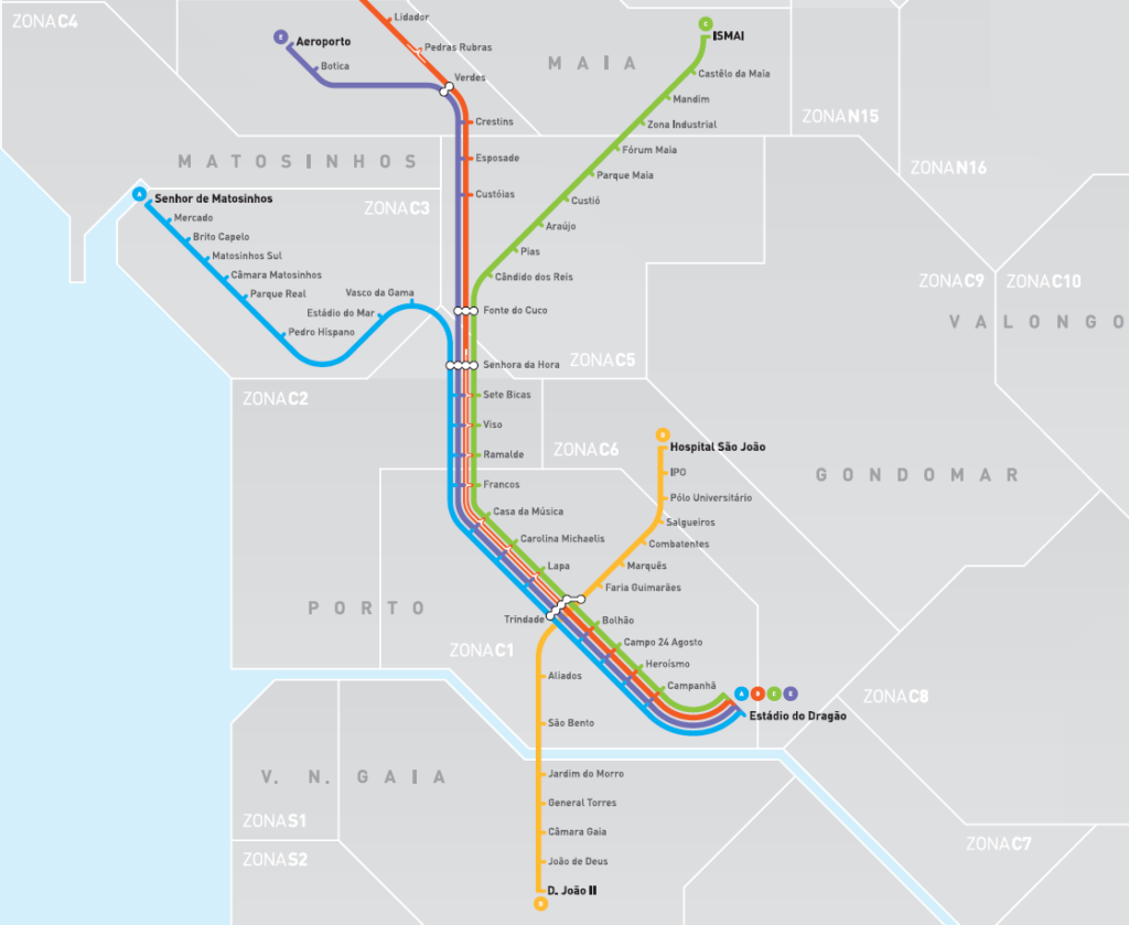 Porto Ulaşım Sistemi Porto Metro Haritası