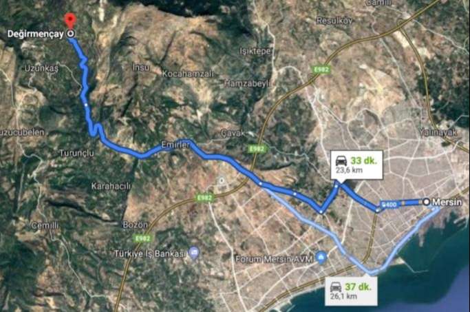 Değirmençay Köyü'ne Ulaşım Haritası