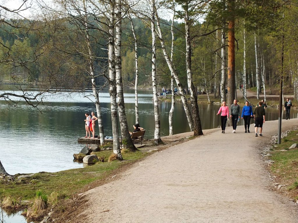 Sognsvann Gölü Yüzen İnsanlar
